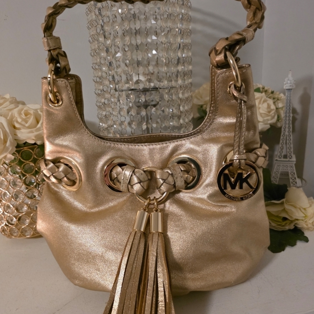 Michael Kors Gold Shoulder Bag with Tassels